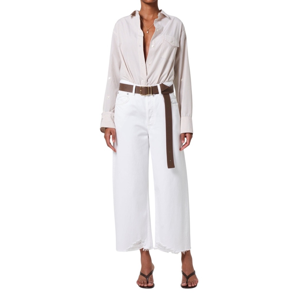 CITIZENS OF HUMANITY  Ayla Cotton White High Rise Heavy  Raw Cropped Jeans 29